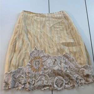 Elegant Cream pleated Embroidered and sequin skirt fairy core size 4
